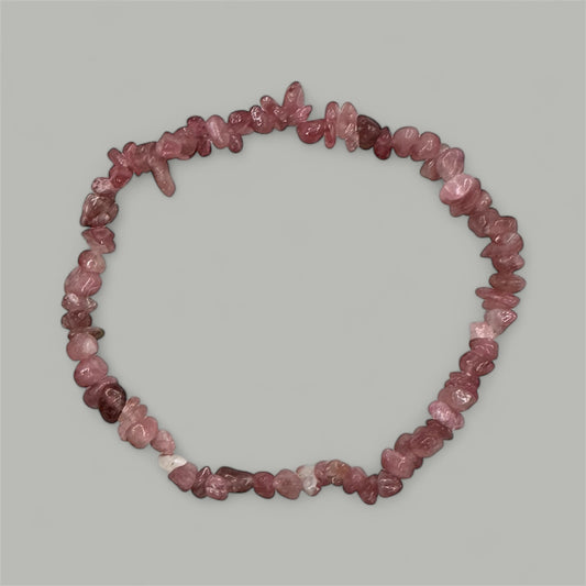 Natural Pink Tourmaline Chip Bracelet for Heart Healing, Love & Compassion