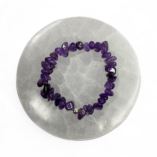 Natural Amethyst Chip Bracelet for Calm & Clarity
